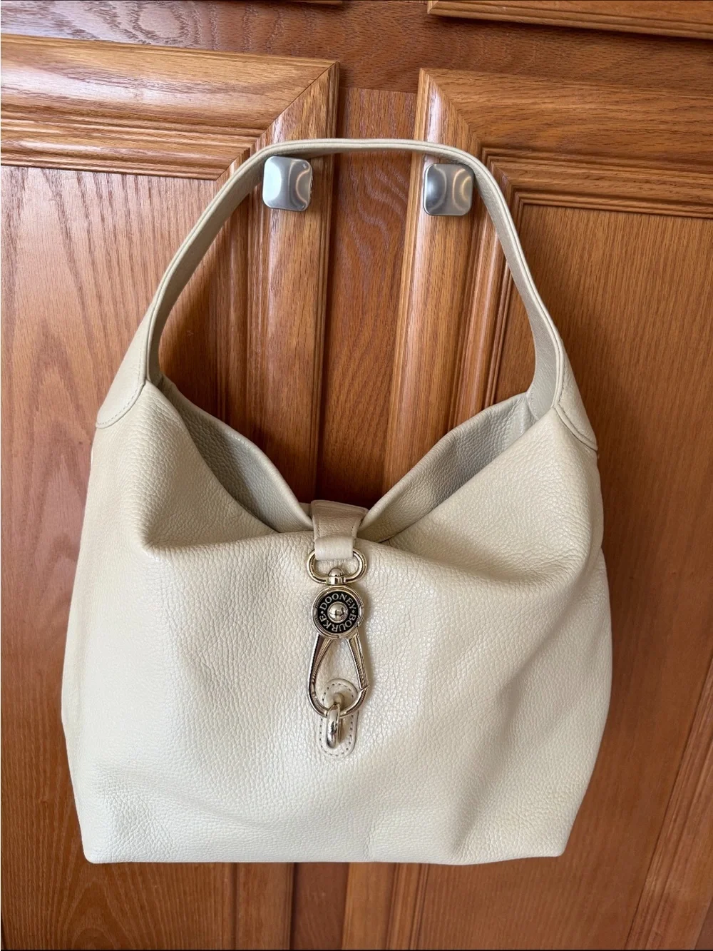 Dooney & Bourke Red Pebble Leather Logo Lock Large shoulder Hobo Bag